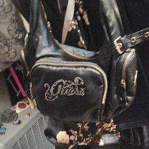 Guess Black Crossbody Bag with Rhinestone Logo